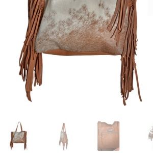 Sofia Ferarri Real leather fringe calfskin luxury tote shoulder bag